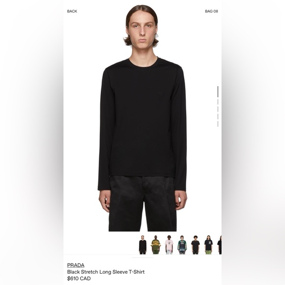 Prada Black Stretch Long Sleeve T-Shirt (size XL) - Picture 4 of 8